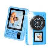 Digital Camera Waterproof, 10FT Underwater Camera with Dual Screens, 18X Digital Zoom, Selfie Cameras for Teens Beginners, Blue