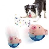 Interactive Dog Toys Pig, Jumping Squeaky Dog Toys with Music, Rechargeable Moving Dog Chew Toys for Cats Dogs,Blue