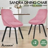 ALFORDSON 2x Dining Chairs Accent Kitchen Swivel Lounge Padded Seat Velvet Pink
