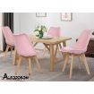 ALFORDSON 4x Dining Chairs Padding Retro PU Leather Kitchen Lounge Wooden Pink