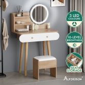 ALFORDSON Dressing Table Stool Set Makeup Mirror Vanity LED Light Wood