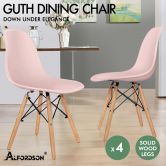 ALFORDSON 4x Dining Chairs Retro Steel Kitchen Lounge Cafe Solid Wood Pink