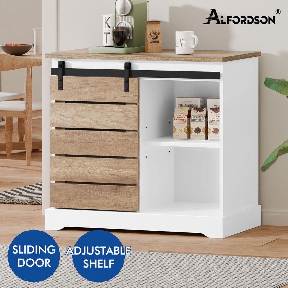 ALFORDSON Buffet Sideboard Cabinet Storage Cupboard Sliding Door Pantry White