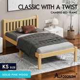 ALFORDSON Bed Frame Wooden King Single Solid Pine Timber Base Oak CAMBRIE