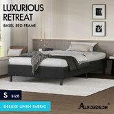 ALFORDSON Bed Frame Single Size Mattress Base Foundation Charcoal Fabric BASEL