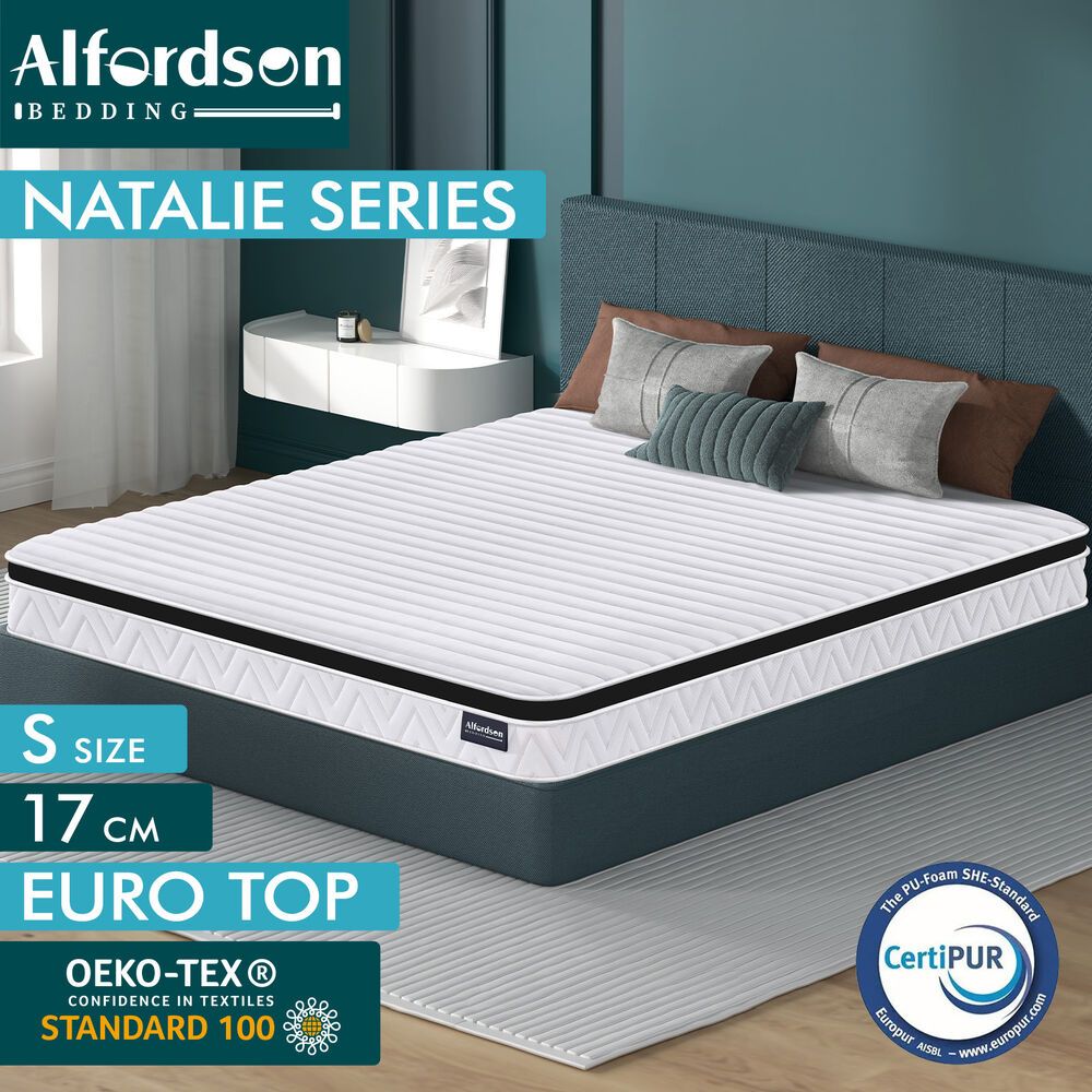 ALFORDSON Mattress 17CM Single Bed Euro Top Spring Foam Bedding Medium Firm