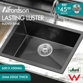 ALFORDSON Kitchen Sink Stainless Steel Drop in Flush Under Mount 600X450MM Black