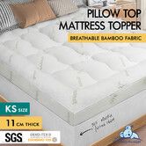 STARRY EUCALYPT Pillowtop Mattress Topper Bamboo Fibre Underlay Pad 11cm KS