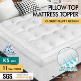 STARRY EUCALYPT Mattress Topper Pillowtop Mesh Bedding Cover 11cm King Single