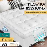 STARRY EUCALYPT Mattress Topper Pillowtop Mesh Bedding Mat Cover 11cm Single