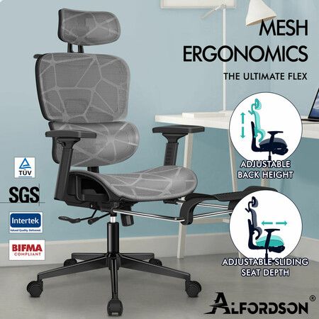 ALFORDSON Ergonomic Office Chair Mesh Executive Gaming Work Seat Black Grey
