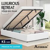 ALFORDSON Bed Frame King Single Gas Lift Storage Mattress Base White WILBUR