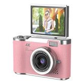 4K Ultra HD Digital Camera with Flip Screen 48MP CCD Compact Camera USB Rechargeable 32G Card Pink