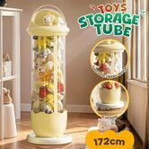 Kids Toys Storage Tube Box Stuffed Animal Zoo Plush Soft Doll Organiser Playroom Display Cabinet Holder Container Vertical Stand with Wheels 172x31cm