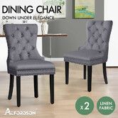 ALFORDSON 2x Dining Chairs Kitchen Lounge Padded Diamond Tufted Fabric Grey