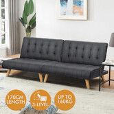 ALFORDSON 2x Sofa Bed Lounge Chair Single Seater Fabric Grey