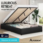 ALFORDSON Bed Frame Double Size Gas Lift Storage Mattress Base Black WILBUR