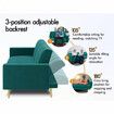 ALFORDSON Sofa Bed Futon Couch Lounge 3 Seater Convertible Velvet Green