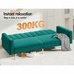 ALFORDSON Sofa Bed Futon Couch Lounge 3 Seater Convertible Velvet Green