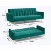 ALFORDSON Sofa Bed Futon Couch Lounge 3 Seater Convertible Velvet Green