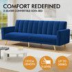 ALFORDSON Sofa Bed Futon Couch Lounge 3 Seater Convertible Velvet Blue