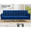 ALFORDSON Sofa Bed Futon Couch Lounge 3 Seater Convertible Velvet Blue