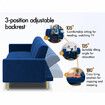 ALFORDSON Sofa Bed Futon Couch Lounge 3 Seater Convertible Velvet Blue