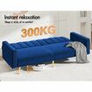 ALFORDSON Sofa Bed Futon Couch Lounge 3 Seater Convertible Velvet Blue