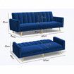 ALFORDSON Sofa Bed Futon Couch Lounge 3 Seater Convertible Velvet Blue