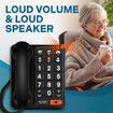 Big Button Telephone Loud Corded Landline Phone for Seniors, Visually Impaired, or People with Dementia