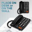 Big Button Telephone Loud Corded Landline Phone for Seniors, Visually Impaired, or People with Dementia