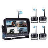 7 Inch Wireless Backup Camera System Split with 4 WIFI Solar Cameras for RV, Truck, Trailer, Van