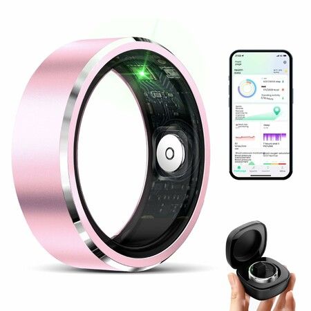 Smart Ring for Women Men Fitness Tracker with Pedometer Monitor No Subscription Fee IP68 Waterproof Rings for iOS Android(10#)