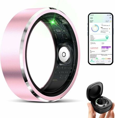 Smart Ring for Women Men Fitness Tracker with Pedometer Monitor No Subscription Fee IP68 Waterproof Rings for iOS Android(8#)