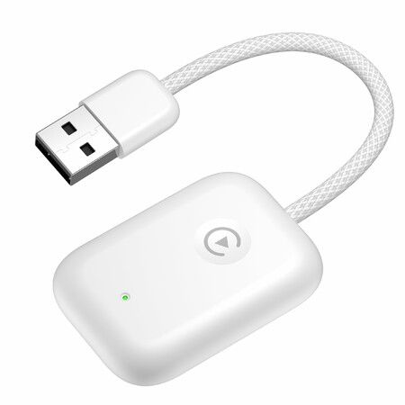 Wireless CarPlay Adapter Upgrade Wired to Wireless Apple CarPlay Compatible iOS Plug and Play Stable Connection(White)