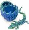 3D Printed Dragon Egg Green and Blue Surprise Easter Egg with Flexible Crystal Dragon Inside 3D Printed Gift Toy Desk Executive Pet Figurine Decor