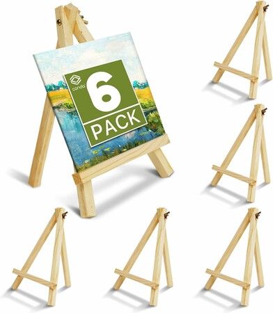 6 Pack 24cm Wood Easels Tripod Painting Easels for Art Crafts,Portable Canvas Holders