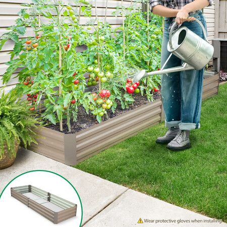 Raised Garden Bed Indoor Outdoor Planter Box Flower Herb Vegetable Green Fruit Holder Container for Yard Balcony Window Patio Steel 240x60x30cm