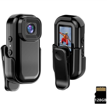 FHD 1080P Body Camera with Audio Video Recording,Thumb Action Camera Wearablewith Magnetic 360 Degree Clip Worn Cam for Travel Cycling,Pet Walking 128GB