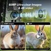 Trail Camera,4K 60MP WiFi Bluetooth Game Cameras with No Glow Night Vision,0.1s Trigger Motion Activated,IP66 Waterproof Hunting Camera
