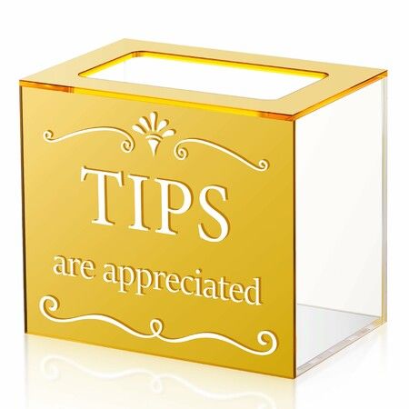 Acrylic Tips Jar for Money Tip Box Bucket Plastic Storage Container Donation Suggestion Raffle Cash Box (Yellow)