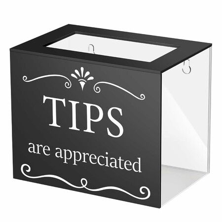 Acrylic Tips Jar for Money Tip Box Bucket Plastic Storage Container Donation Suggestion Raffle Cash Box (Black)