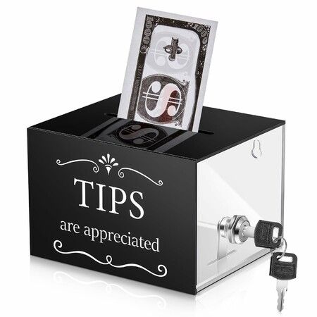 Tip Jars for Money Acrylic Tip Collection Box with Lock Donation Suggestion Box for Tip Storage Container Raffling Box
