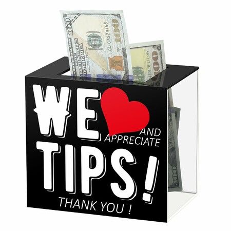 Tip Jar Acrylic Tip Box for Bartender Bars Tip Collection Box Donation Suggestion Box Money Storage Container for Restaurants Musicians Driver