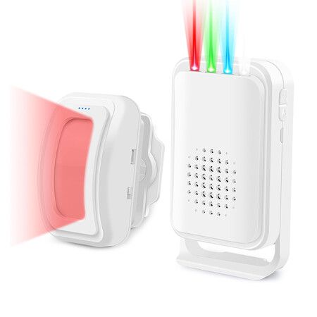 Wireless Motion Sensor Door Chime, Motion Sensor Alarm, Ring Door Alarm Sensor for Indoor Home Business Store Office School, 1 Receiver and 1 Sensor