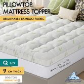 STARRY EUCALYPT Pillowtop Mattress Topper Bamboo Fibre Underlay Pad 9cm Queen