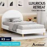 ALFORDSON Bed Frame King Single Mattress Base Platform Leather White CALLA