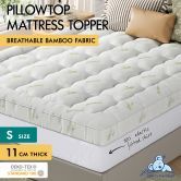 STARRY EUCALYPT Pillowtop Mattress Topper Bamboo Fibre Underlay Pad 11cm Single