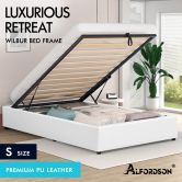 ALFORDSON Bed Frame Single Size Gas Lift Storage Mattress Base White WILBUR