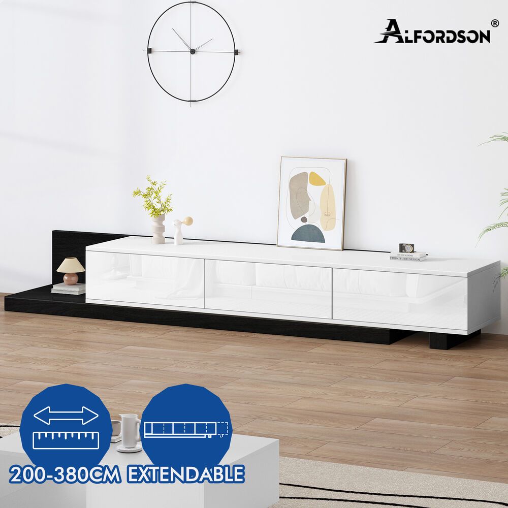ALFORDSON 200-380cm Extendable Entertainment Unit TV Cabinet Stand Storage Shelf